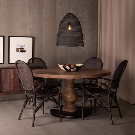 MESA COMEDOR NATURAL-NEGRO 140 X 140 X 75 CM - Imagen 2
