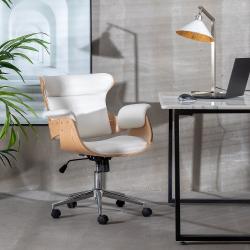 SILLÓN RUEDAS NATURAL-BLANCO SIMIL PIEL 68 X 62 X 85 CM - Imagen 2