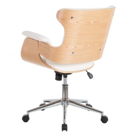 SILLÓN RUEDAS NATURAL-BLANCO SIMIL PIEL 68 X 62 X 85 CM - Imagen 4