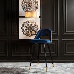 TABURETE AZUL TEJIDO-METAL 43 X 47 X 105 CM - Imagen 2