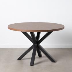 MESA COMEDOR MARRÓN-NEGRO DM-METAL 120 X 120 X 76 CM - Imagen 1