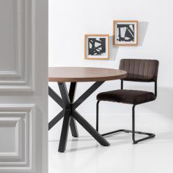 MESA COMEDOR MARRÓN-NEGRO DM-METAL 120 X 120 X 76 CM - Imagen 2