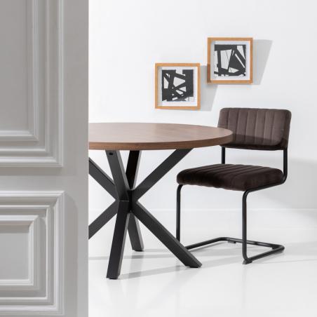 MESA COMEDOR MARRÓN-NEGRO DM-METAL 120 X 120 X 76 CM - Imagen 2