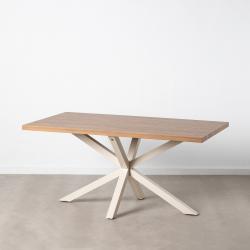 MESA COMEDOR NATURAL-BLANCO DM-METAL 160 X 90 X 76 CM - Imagen 1