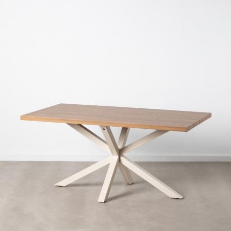 MESA COMEDOR NATURAL-BLANCO DM-METAL 160 X 90 X 76 CM - Imagen 1