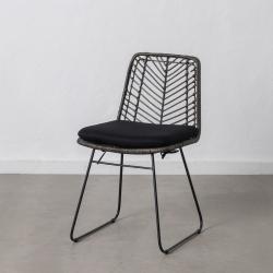 SILLA GRIS-NEGRO RATÁN/METAL SALÓN 45 X 54 X 81 CM