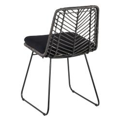 SILLA GRIS-NEGRO RATÁN/METAL SALÓN 45 X 54 X 81 CM