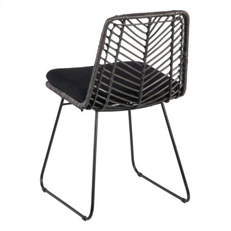 SILLA GRIS-NEGRO RATÁN/METAL SALÓN 45 X 54 X 81 CM