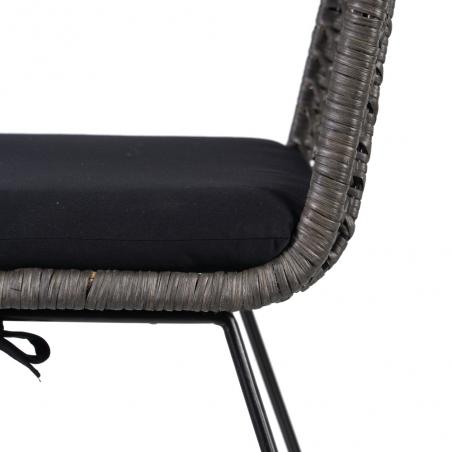 SILLA GRIS-NEGRO RATÁN/METAL SALÓN 45 X 54 X 81 CM