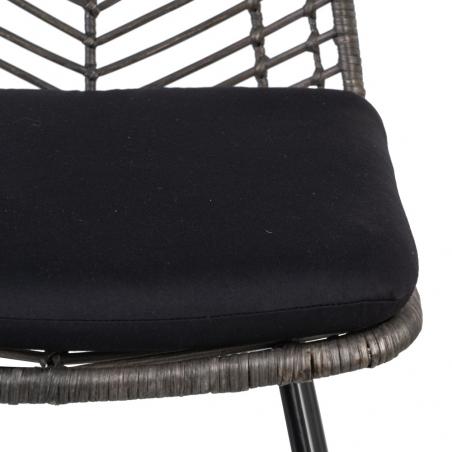 SILLA GRIS-NEGRO RATÁN/METAL SALÓN 45 X 54 X 81 CM