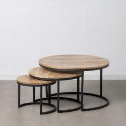 S/3 MESA CENTRO NATURAL-NEGRO 79 X 79 X 48 CM