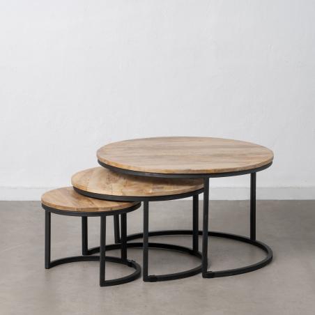 S/3 MESA CENTRO NATURAL-NEGRO 79 X 79 X 48 CM
