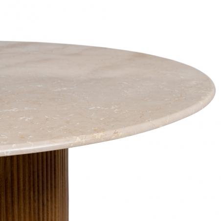MESA COMEDOR NATURAL-CREMA MÁRMOL/MADERA 120 X 120 X 74 CM