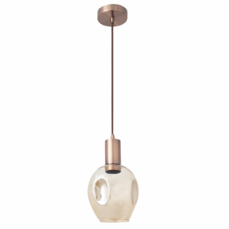 Colgante Meteoro 1xe27 Cobre Antiguo/ambar Regx14 3 Oquedades