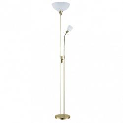 Pie De Salon Deneb 1xe27+1xe14 C/lector Cuero 180x30x30 Cm