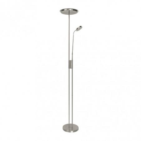 Pie De Salon Antares 20w+7w 4000k  C/lector  Niquel 183x25x25 Cm Tactil c/reg.Intensidad Y Memoria