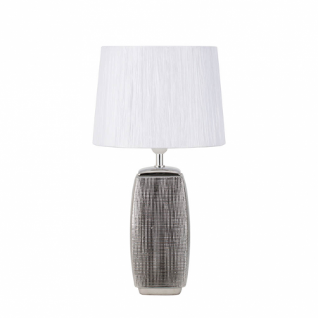 Sobremesa Cerámica Sucupira 1xe27 Plata Brillo  C/pant Blanca 54x30x30 Cm