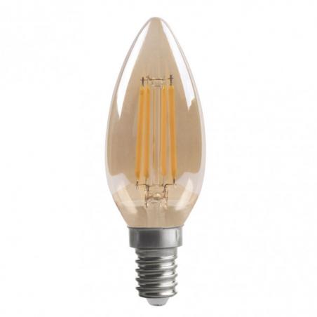 Bombilla Filamento Vela 10x3,5d 4w Regulable E14  330lm Ambar 2700k