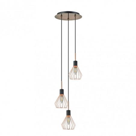 Colgante San Petersburgo 3xe14 Negro/cobre Regx30x30 Cm