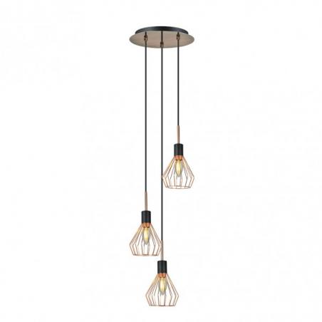 Colgante San Petersburgo 3xe14 Negro/cobre Regx30x30 Cm