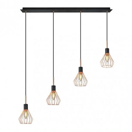 Colgante San Petersburgo 4xe14 Negro/cobre Regx83x13 Cm