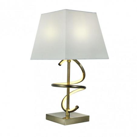Sobremesa Nueva York 8w 4000k+1xe27 Cuero Pantalla Blanco Roto  600lm 44x23x23 Cm