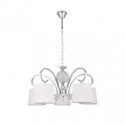 Lampara Bogota 5xe14 Cromo Pantalla Blanca  Regx57x57 Cm