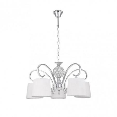 Lampara Bogota 5xe14 Cromo Pantalla Blanca  Regx57x57 Cm