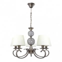 Lampara Ordoñez 5xe14 Cuero Pantalla Beis Regx60x60 Cm