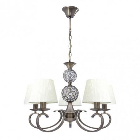 Lampara Ordoñez 5xe14 Cuero Pantalla Beis Regx60x60 Cm