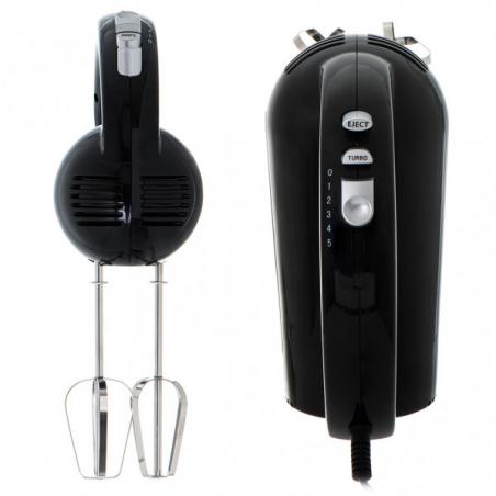 Batidora De Mano 800w Negra 5 Velocidades Botones Turbo Y Expulsion Acero Inox.