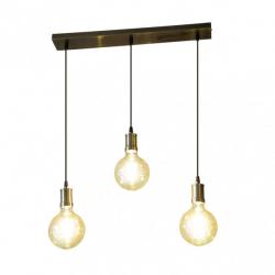 Lampara Celso 3xe27 Cuero/ambar  Bombillas  Incluidas 24w 2700k 2250lm Regx64x13 Cm
