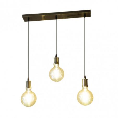 Lampara Celso 3xe27 Cuero/ambar  Bombillas  Incluidas 24w 2700k 2250lm Regx64x13 Cm
