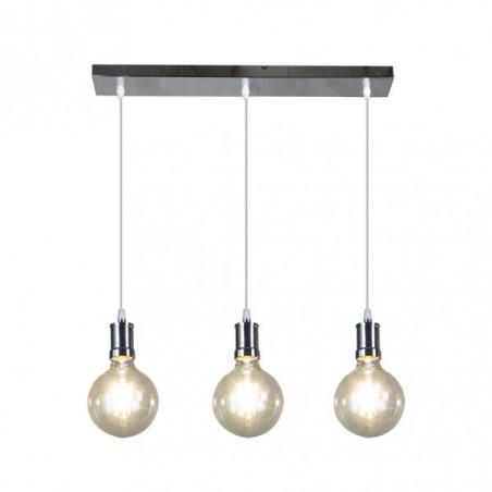 Lampara Prisco 3xe27 Cromo/transparente  Bombillas   Incluidas 24w 2700k 2550lm Regx64x12,5 Cm