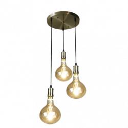 Lampara Sira 3xe27 Cuero/ambar Bombillas   Incluidas 24w 3000k 1920lm  Regx36x36 Cm