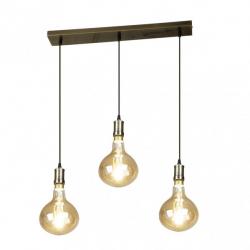 Lampara Sira 3xe27 Cuero/ambar  Bombillas   Incluidas 24w 3000k 1920lm Regx64x16 Cm