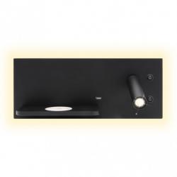 Aplique 2+8w 4000k Velazquez Dcho Negro Usb+qi  130lm Doble Encendido 14x35x14 Cm