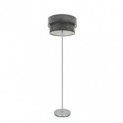 Pie Salon Triple Doble 1xe27 Cromo/madera Negra 162x40x40 Cm
