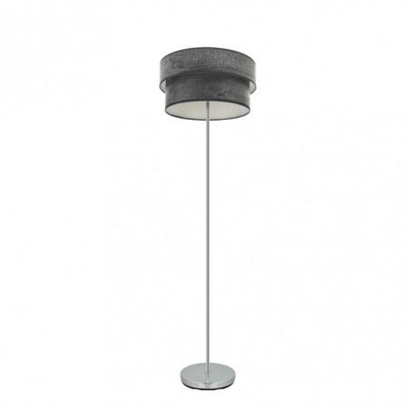 Pie Salon Triple Doble 1xe27 Cromo/madera Negra 162x40x40 Cm