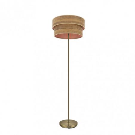 Pie Salon Doble Smile 1xe27 Cuero/madera Oscura 162x40x40 Cm