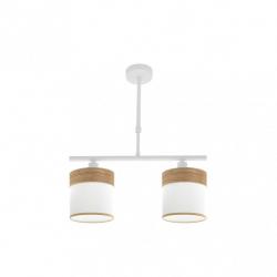 Lampara Cloe 2xe14 Blanca/blanca-madera Clara Regx43x14 cm