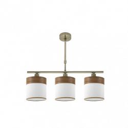 Lampara Cloe 3xe14 Cuero/blanca-madera Oscura Regx55x14 cm