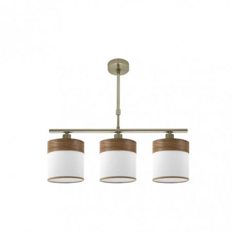 Lampara Cloe 3xe14 Cuero/blanca-madera Oscura Regx55x14 cm