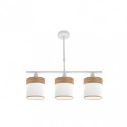 Lampara Cloe 3xe14 Blanca/blanca-madera Clara Regx55x14 cm