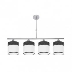 Lampara Cloe 4xe14 Cromo/blanca-madera Negra Regx75x14 cm
