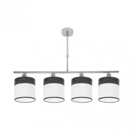 Lampara Cloe 4xe14 Cromo/blanca-madera Negra Regx75x14 cm