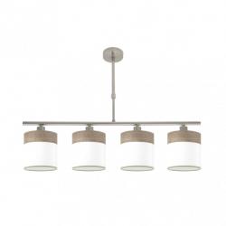 Lampara Cloe 4xe14 Niquel/blanca-madera Gris Regx75x14 cm