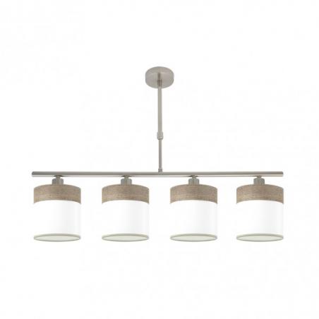 Lampara Cloe 4xe14 Niquel/blanca-madera Gris Regx75x14 cm
