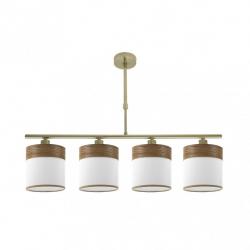 Lampara Cloe 4xe14 Cuero/blanca-madera Oscura Regx75x14 cm