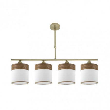 Lampara Cloe 4xe14 Cuero/blanca-madera Oscura Regx75x14 cm
